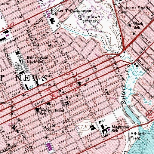 Topographic Map of Newport News Police Department, VA