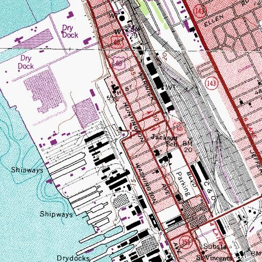 Topographic Map of Newport News Police Department, VA