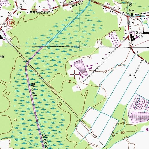 Topographic Map of Virginia Beach Police Aviation, VA