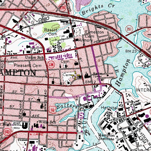 Topographic Map of Hampton County Sheriff's Office, VA
