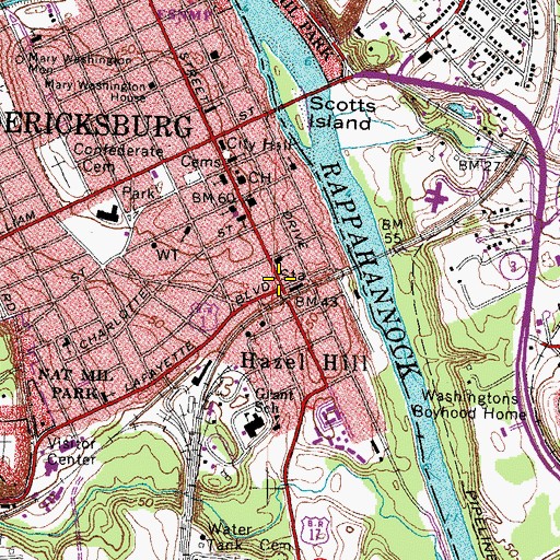 Topographic Map of Fredericksburg Police Narcotic Division, VA
