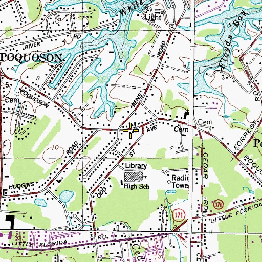 Topographic Map of Poquoson Police Department, VA