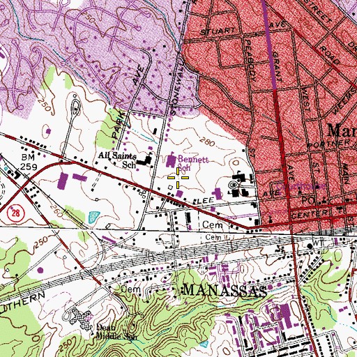 Topographic Map of Prince William County Juvenile Court Service Unit - Manassas Office, VA