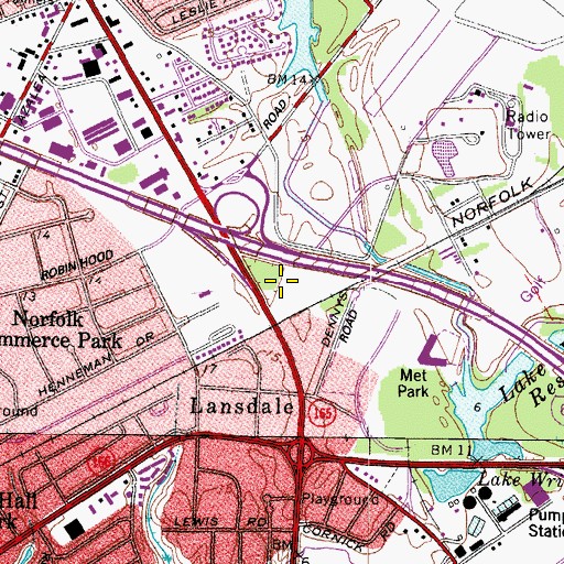Topographic Map of Norfolk Police Training Center, VA
