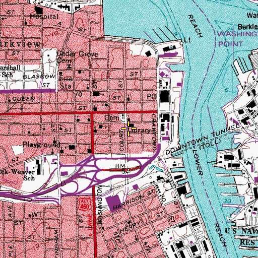 Topographic Map of Portsmouth Police Department Training Academy, VA