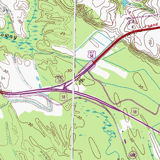 Topographic Map of Virginia State Police Division 5 Area 34 Office, VA