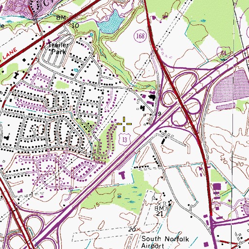 Topographic Map of Virginia State Police Division 5 Area 47 Office, VA