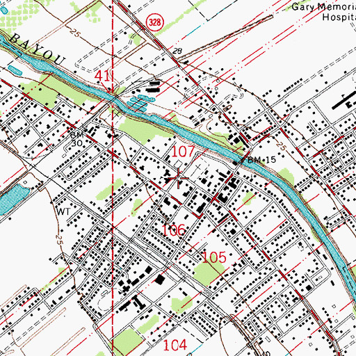 Topographic Map of Breaux Bridge Volunteer Fire Department, LA