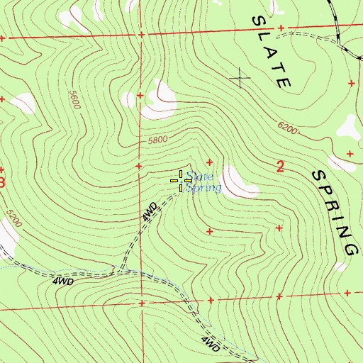 Topographic Map of Slate Spring, CA