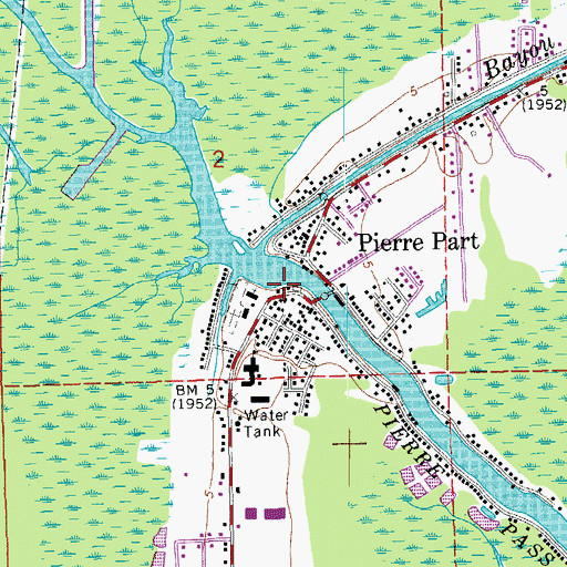 Topographic Map of Pierre Part Volunteer Fire Department, LA