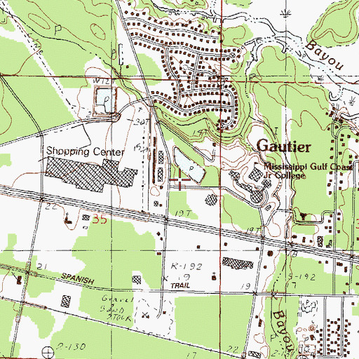 Topographic Map of Gautier Fire Department Central Station, MS