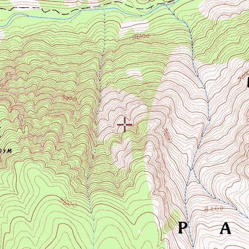 Topographic Map of Slide Bluffs, CA