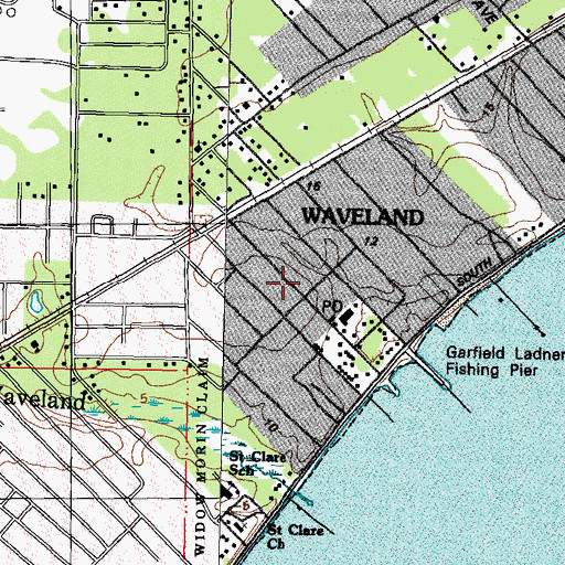 Topographic Map of Waveland Fire Department Coleman Station, MS