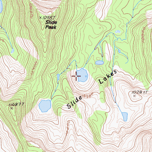 Topographic Map of Slide Lakes, CA