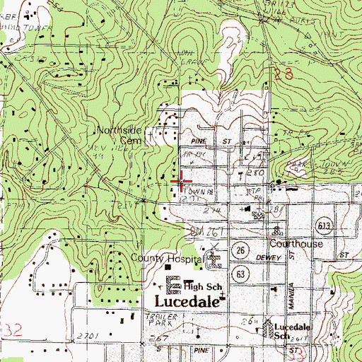 Topographic Map of Lucedale Police Department, MS