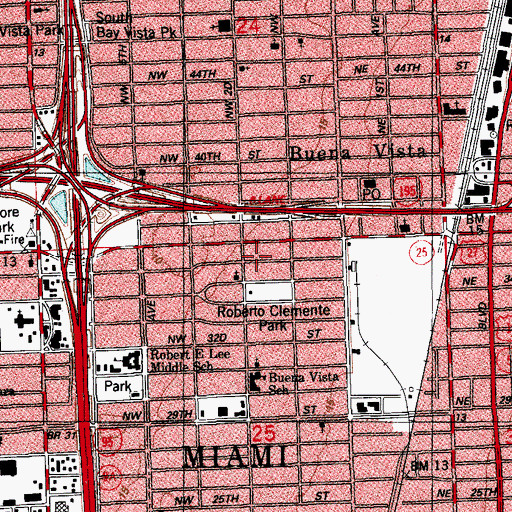 Topographic Map of Miami - Dade County Police Department - Operations Bureau, FL
