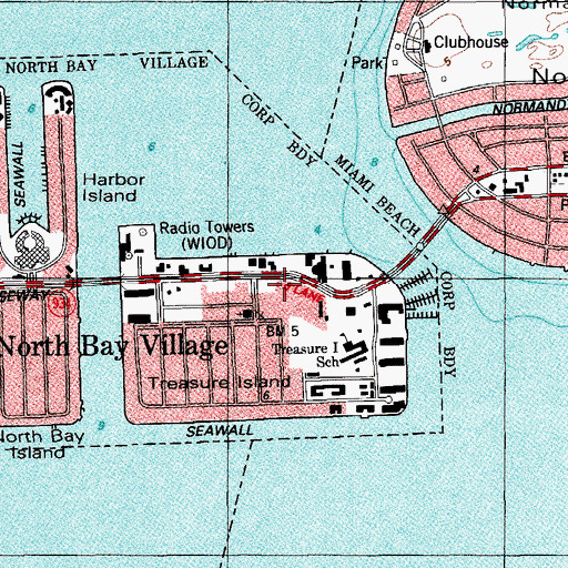 Topographic Map of North Bay Village City Hall, FL