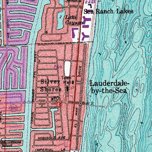 Topographic Map of Lauderdale By the Sea Police Department, FL