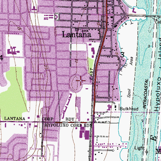 Topographic Map of Lantana Police Department, FL