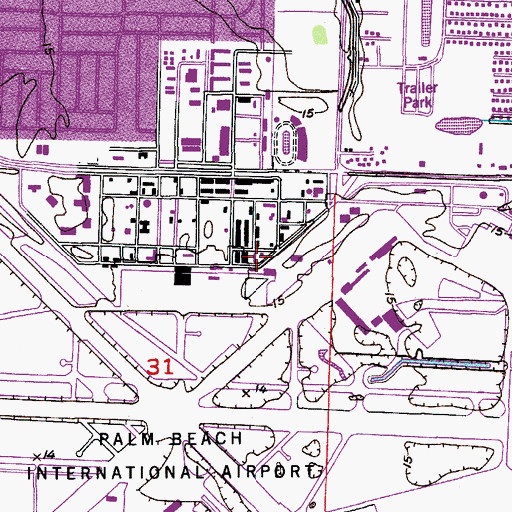 Topographic Map of Palm Beach County Sheriff's Office District 2 Airport, FL