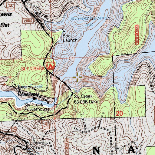 Topographic Map of Sly Creek, CA
