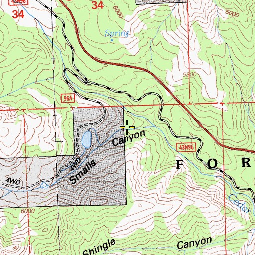 Topographic Map of Smalls Canyon, CA