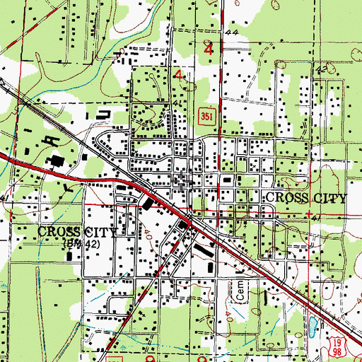Topographic Map of Cross City Police Department, FL
