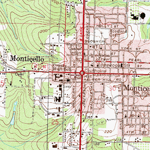 Topographic Map of Monticello Police Department, FL