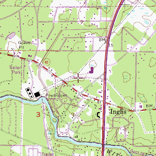 Topographic Map of Inglis Police Department, FL