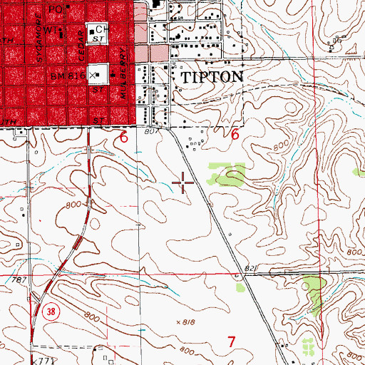 Topographic Map of Cedar County Jail, IA