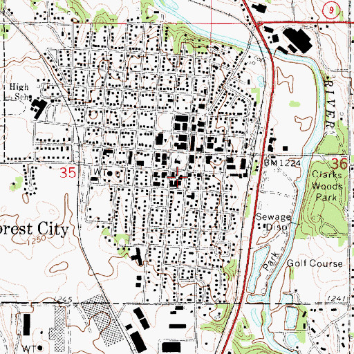 Topographic Map of Winnebago County Jail, IA