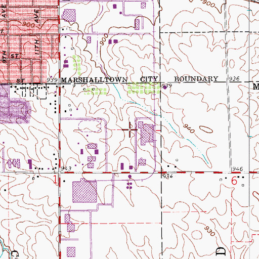 Topographic Map of Marshalltown Residential Center, IA