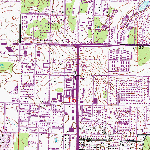Topographic Map of Temple Terrace Police Department, FL