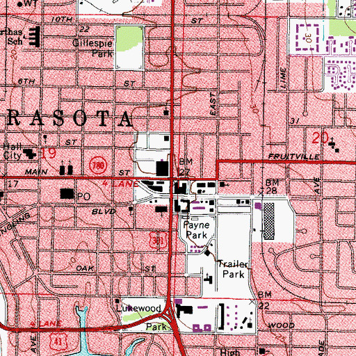 Topographic Map of Sarasota County Criminal Court, FL