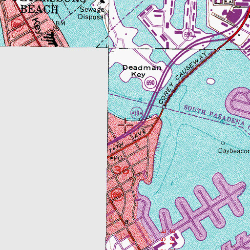 Topographic Map of Saint Pete Beach Police Department, FL
