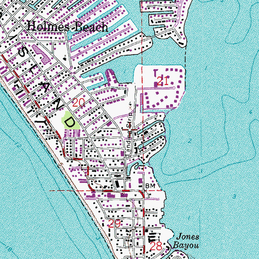 Topographic Map of Holmes Beach Police Department, FL
