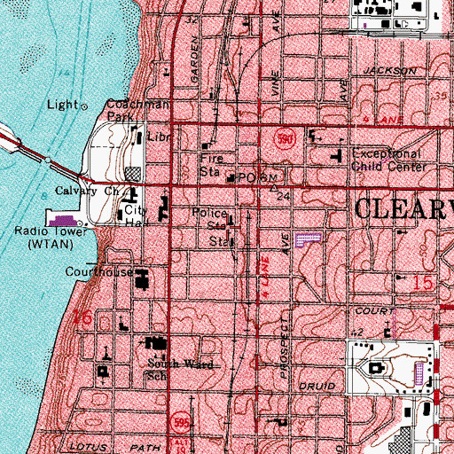 Topographic Map of Clearwater Police Department Headquarters District 2, FL