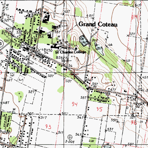 Topographic Map of Grand Coteau Police Department, LA