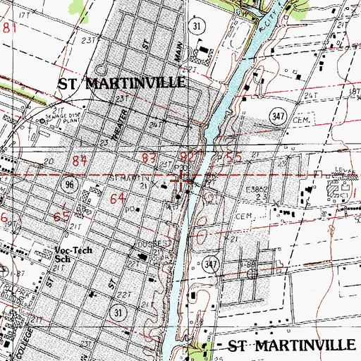 Topographic Map of Saint Martinville Police Department - Chief, LA