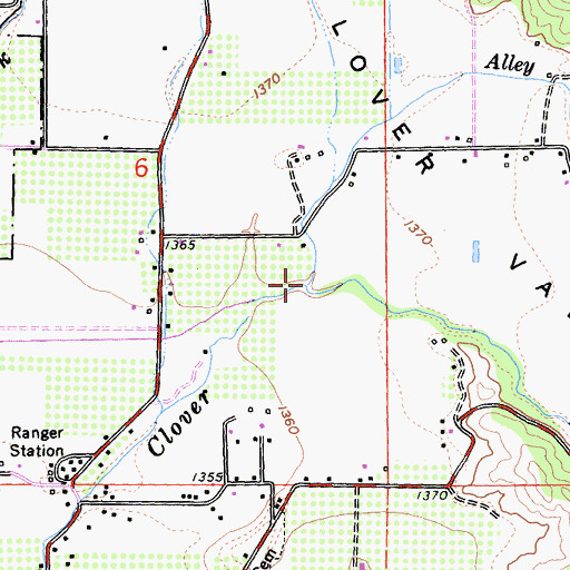 Topographic Map of Alley Creek, CA