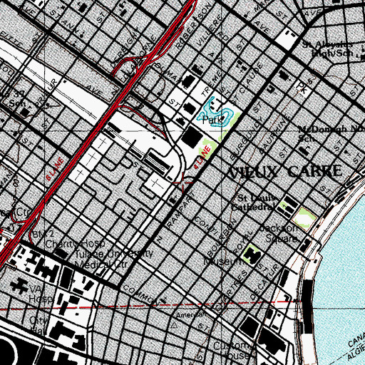 Topographic Map of New Orleans Police Department First District, LA