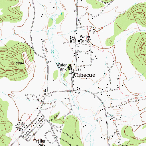 Topographic Map of Cibecue Trading Post, AZ