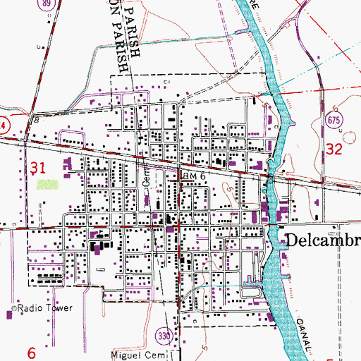 Topographic Map of Delcambre Police Department, LA