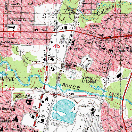 Topographic Map of Washington Parish Sheriff's Office, LA