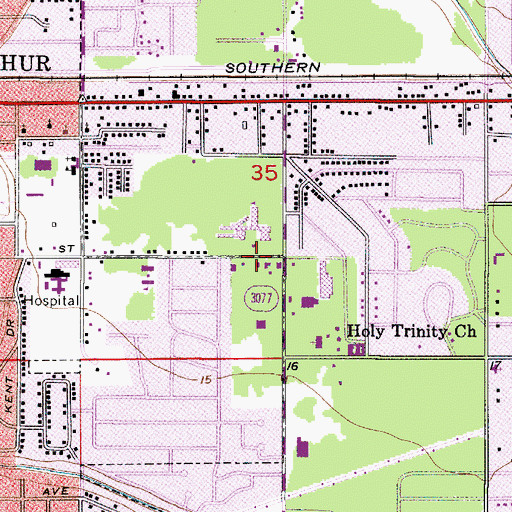 Topographic Map of Sulphur Calcasieu Parish Sheriff's Office, LA