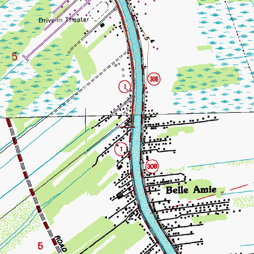 Topographic Map of Lafourche Parish Sheriff's Office South Lafourche Sub Station, LA