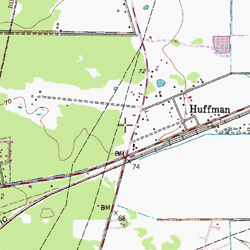 Topographic Map of Huffman Volunteer Fire Department Station 1, TX
