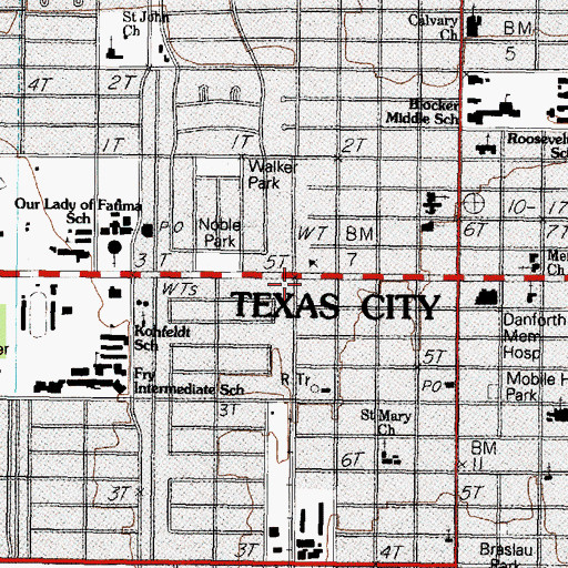 Topographic Map of Texas City Fire Department Station 2, TX