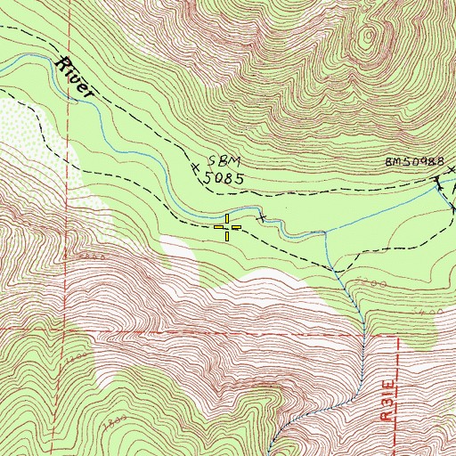 Topographic Map of Avalanche Creek, CA