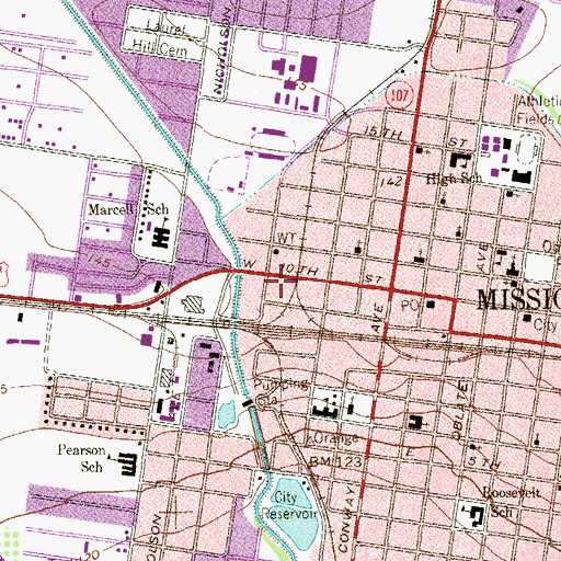 Topographic Map of Mission Fire Prevention Bureau, TX